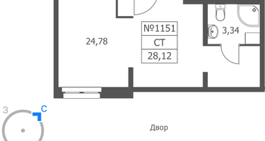 Студия, 28&nbsp;м²