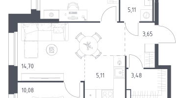 Студия, 62&nbsp;м²