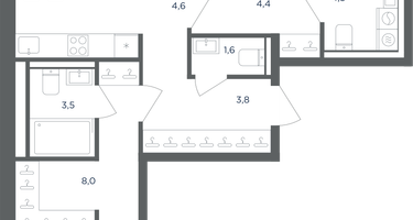 3-к. квартира, 86 м²