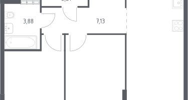 2-к. квартира, 55&nbsp;м²