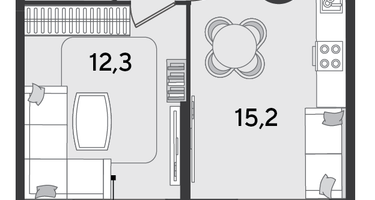 1-к. квартира, 36&nbsp;м²