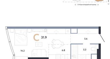 Студия, 31&nbsp;м²