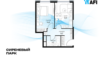 1-к. квартира, 39&nbsp;м²