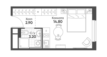 Студия, 20&nbsp;м²