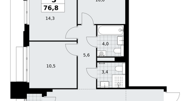 3-к. квартира, 76&nbsp;м²