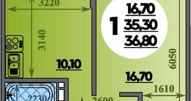 1-к. квартира, 36&nbsp;м²