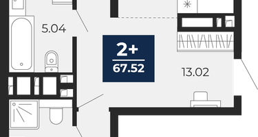 2-к. квартира, 67 м²