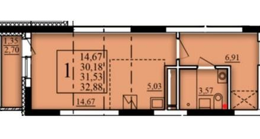 Студия, 31 м²