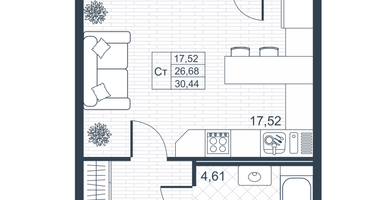 Студия, 26&nbsp;м²