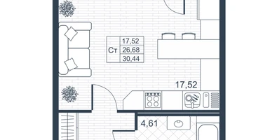 Студия, 26 м²