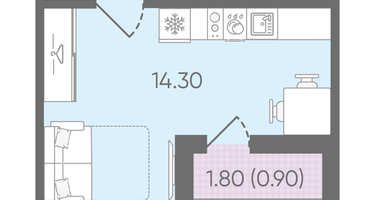 Студия, 21&nbsp;м²