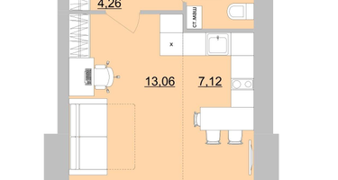Студия, 31 м²