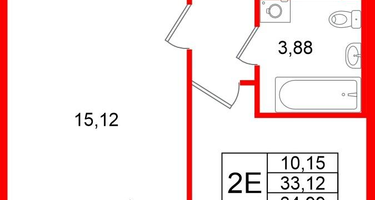 1-к. квартира, 33&nbsp;м²