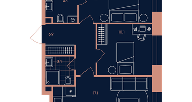 3-к. квартира, 55 м²