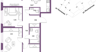 3-к. квартира, 92&nbsp;м²