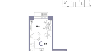 1-к. квартира, 21 м²
