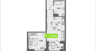 Студия, 39&nbsp;м²