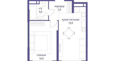 1-к. квартира, 45 м²