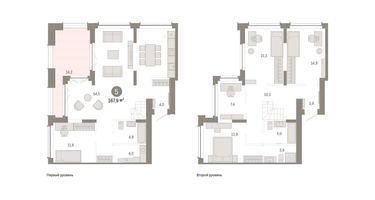 4-к. квартира, 168 м²