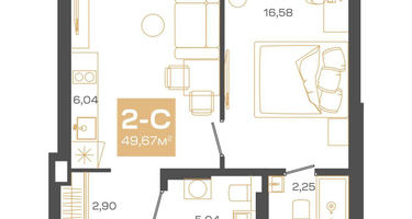 2-к. квартира, 49 м²