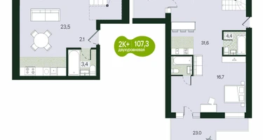 2-к. квартира, 107&nbsp;м²