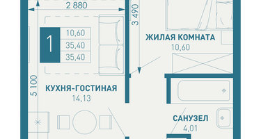1-к. квартира, 37&nbsp;м²