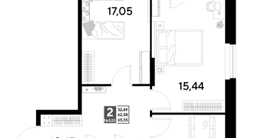 2-к. квартира, 65&nbsp;м²