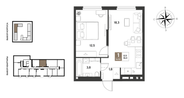 1-к. квартира, 36&nbsp;м²
