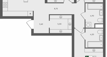 3-к. квартира, 97 м²