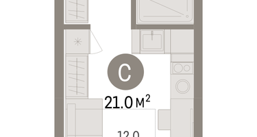 Студия, 21 м²