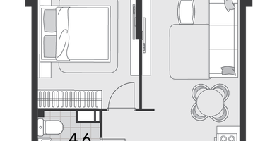 1-к. квартира, 44 м²