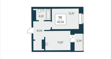 1-к. квартира, 40&nbsp;м²