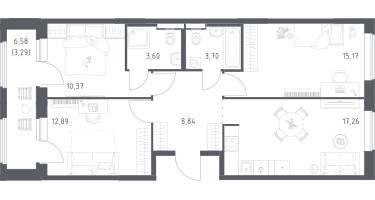 3-к. квартира, 75&nbsp;м²