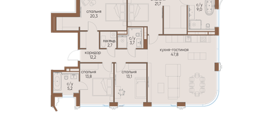 4-к. квартира, 149&nbsp;м²