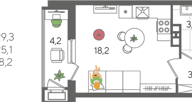 Студия, 29 м²