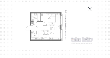 1-к. квартира, 37&nbsp;м²