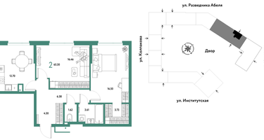 2-к. квартира, 65 м²