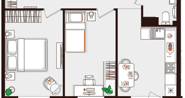 2-к. квартира, 55 м²