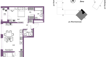 Студия, 74 м²