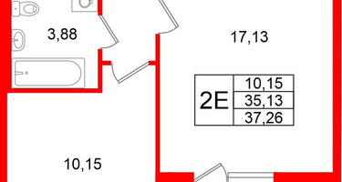 1-к. квартира, 35 м²