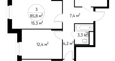 3-к. квартира, 85&nbsp;м²
