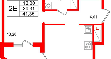 1-к. квартира, 41&nbsp;м²