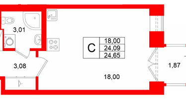 Студия, 24&nbsp;м²