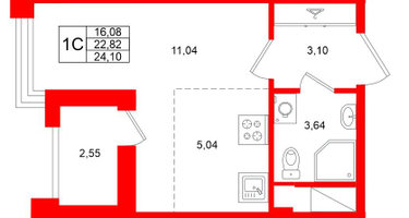 Студия, 22 м²