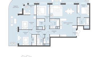 4-к. квартира, 188 м²