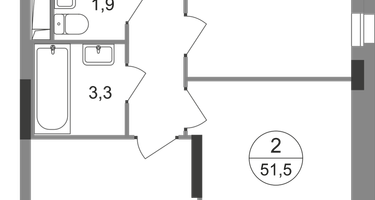 2-к. квартира, 51&nbsp;м²