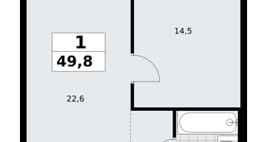 1-к. квартира, 49&nbsp;м²