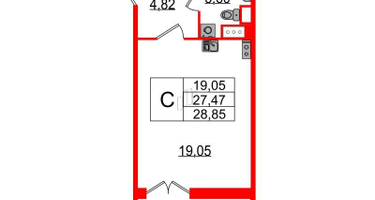 Студия, 28&nbsp;м²