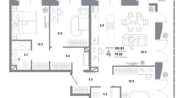 4-к. квартира, 100&nbsp;м²
