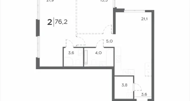 2-к. квартира, 76&nbsp;м²